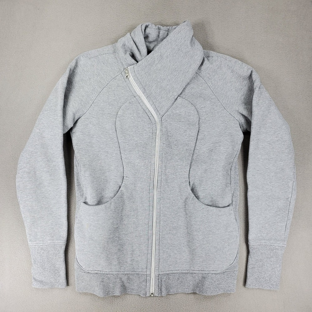Lululemon Scuba Asymmetrical Full Zip Hoodie Women 10 Grey Heathered Sporty